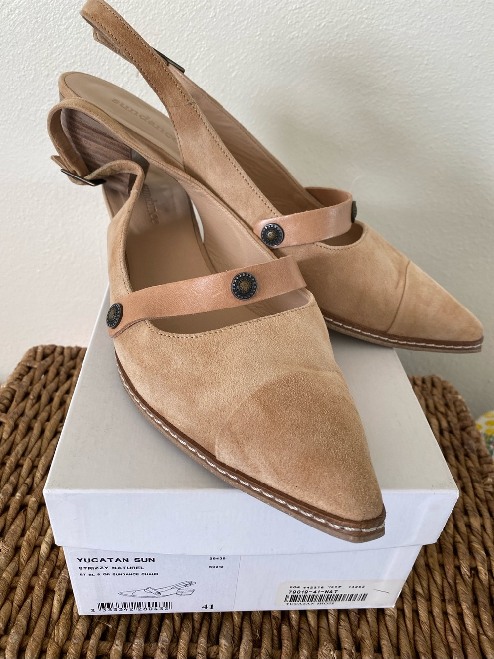 Sundance leather Suede Yucatán Sun Slingback Sandals EUC WITH BOX! Sz 41